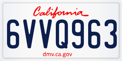 CA license plate 6VVQ963