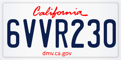 CA license plate 6VVR230