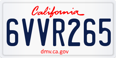 CA license plate 6VVR265