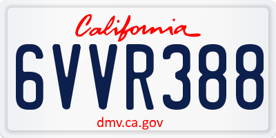 CA license plate 6VVR388