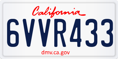 CA license plate 6VVR433