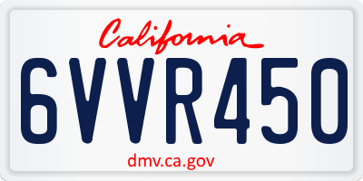 CA license plate 6VVR450