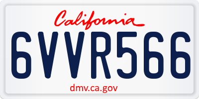 CA license plate 6VVR566