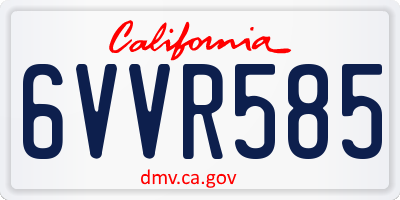 CA license plate 6VVR585
