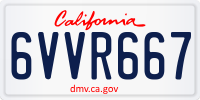 CA license plate 6VVR667