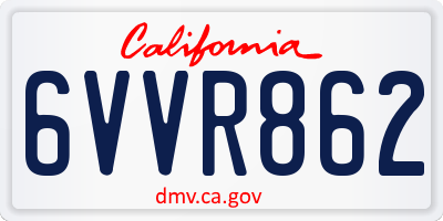 CA license plate 6VVR862