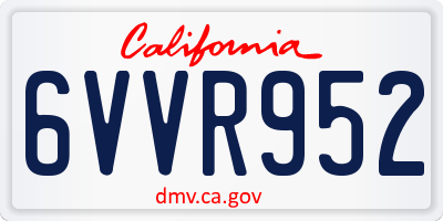 CA license plate 6VVR952