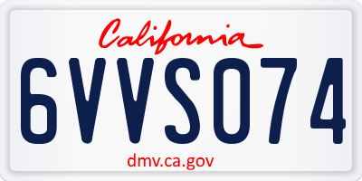 CA license plate 6VVS074