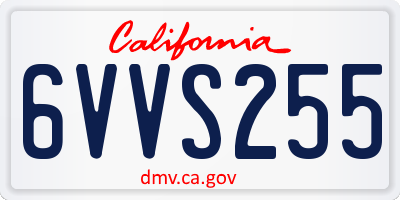 CA license plate 6VVS255