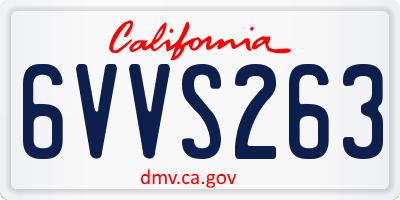 CA license plate 6VVS263