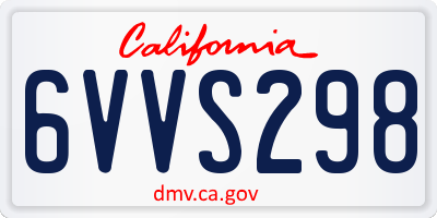 CA license plate 6VVS298
