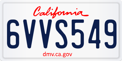 CA license plate 6VVS549