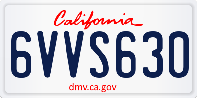 CA license plate 6VVS630