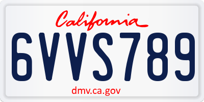 CA license plate 6VVS789