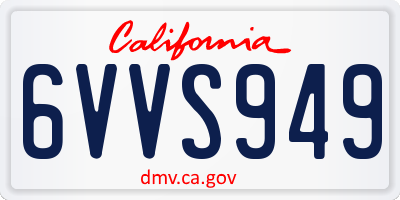 CA license plate 6VVS949