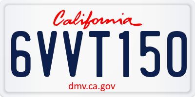 CA license plate 6VVT150