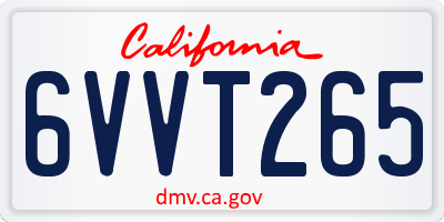 CA license plate 6VVT265
