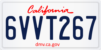 CA license plate 6VVT267