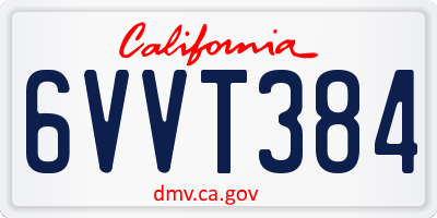 CA license plate 6VVT384