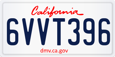 CA license plate 6VVT396