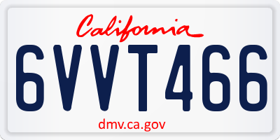 CA license plate 6VVT466