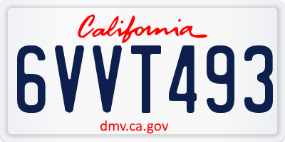 CA license plate 6VVT493