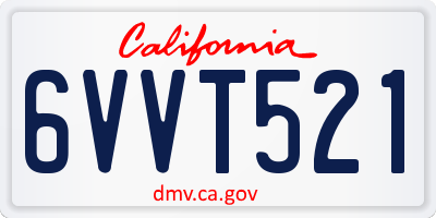 CA license plate 6VVT521