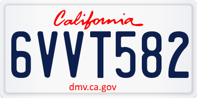 CA license plate 6VVT582