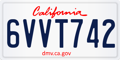 CA license plate 6VVT742