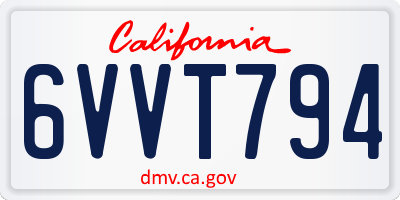 CA license plate 6VVT794