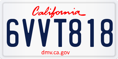 CA license plate 6VVT818