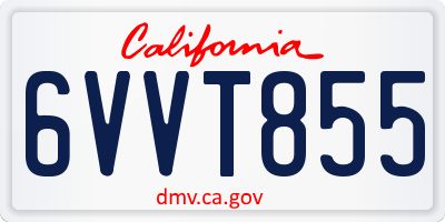 CA license plate 6VVT855
