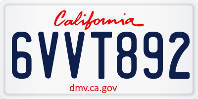 CA license plate 6VVT892