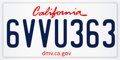 CA license plate 6VVU363