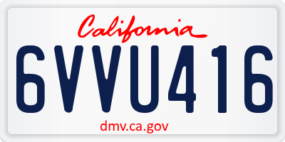 CA license plate 6VVU416