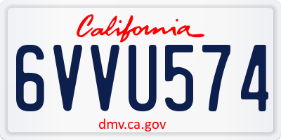 CA license plate 6VVU574