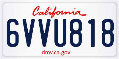 CA license plate 6VVU818