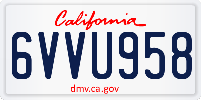 CA license plate 6VVU958