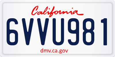 CA license plate 6VVU981