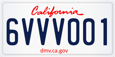 CA license plate 6VVV001