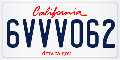CA license plate 6VVV062
