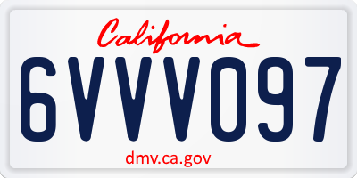 CA license plate 6VVV097