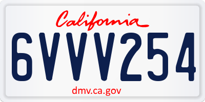 CA license plate 6VVV254