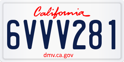 CA license plate 6VVV281