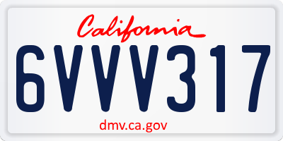 CA license plate 6VVV317