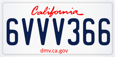 CA license plate 6VVV366