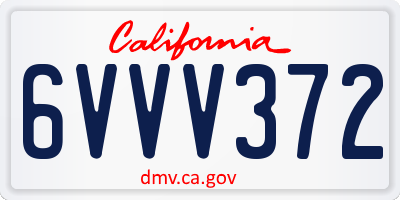 CA license plate 6VVV372