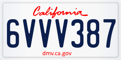 CA license plate 6VVV387