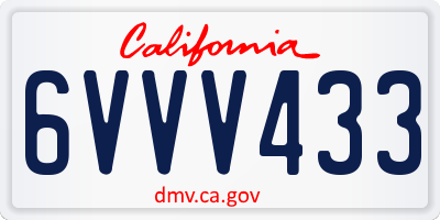 CA license plate 6VVV433