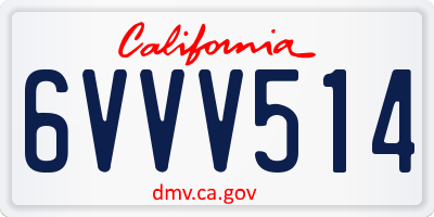 CA license plate 6VVV514
